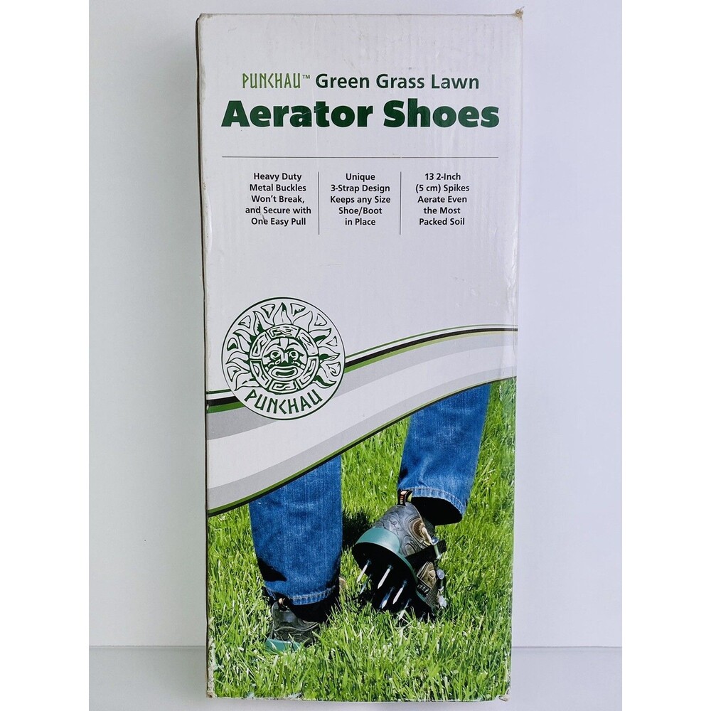 Punchau Lawn Aerator Shoes w/Metal Buckles and 3 Straps - Heavy Duty Spiked